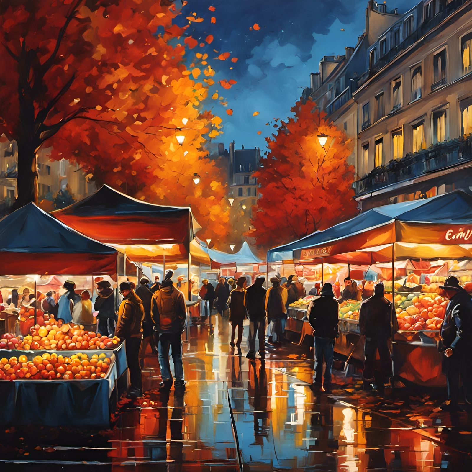 Parisian Farmer Market: Graffiti Art at Night