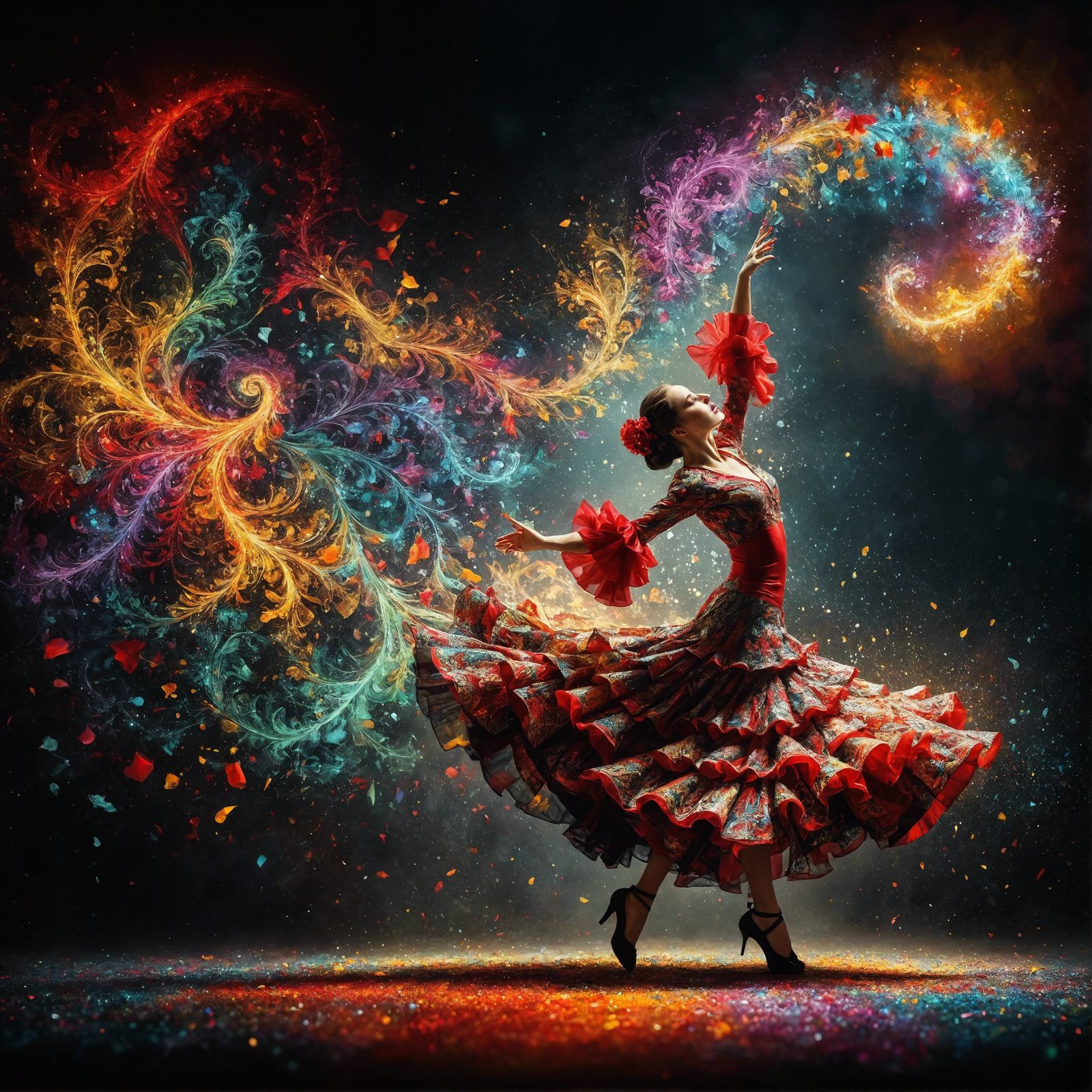 Flamenco Dancer's Fractal Dance in Digital Art