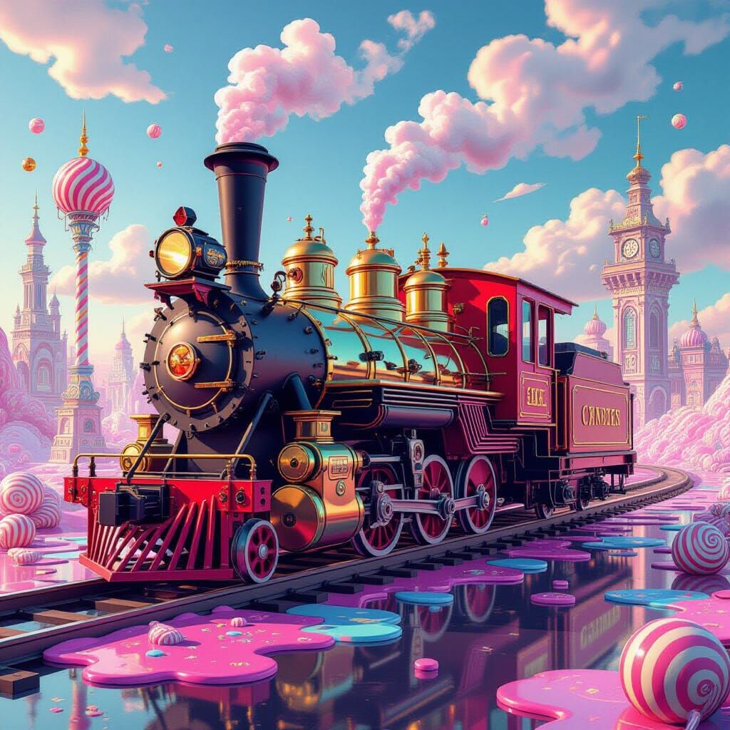 Cyberpunk Steampunk Engine in Candyland Style