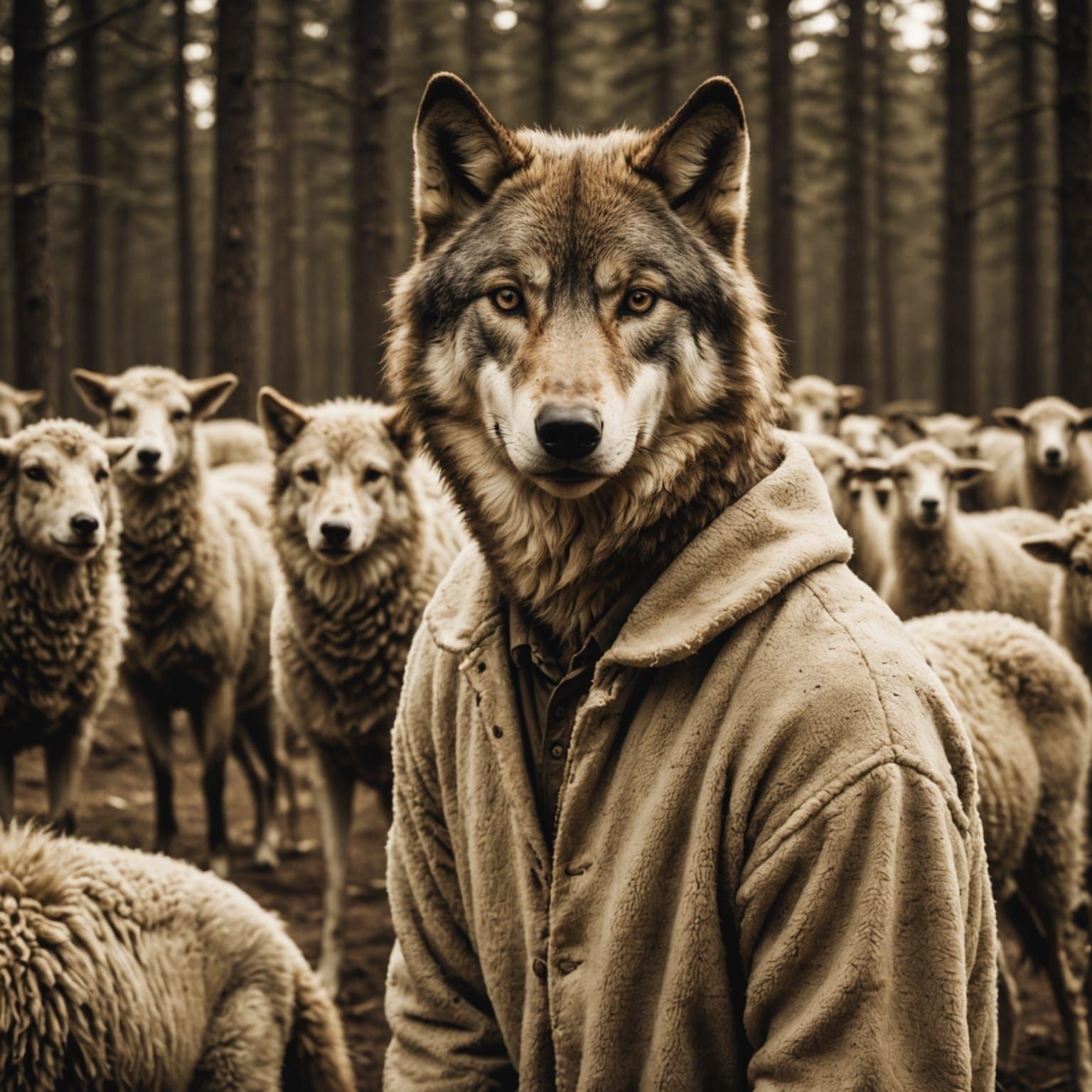 Wolf in Sheep's Clothing Vintage Photo