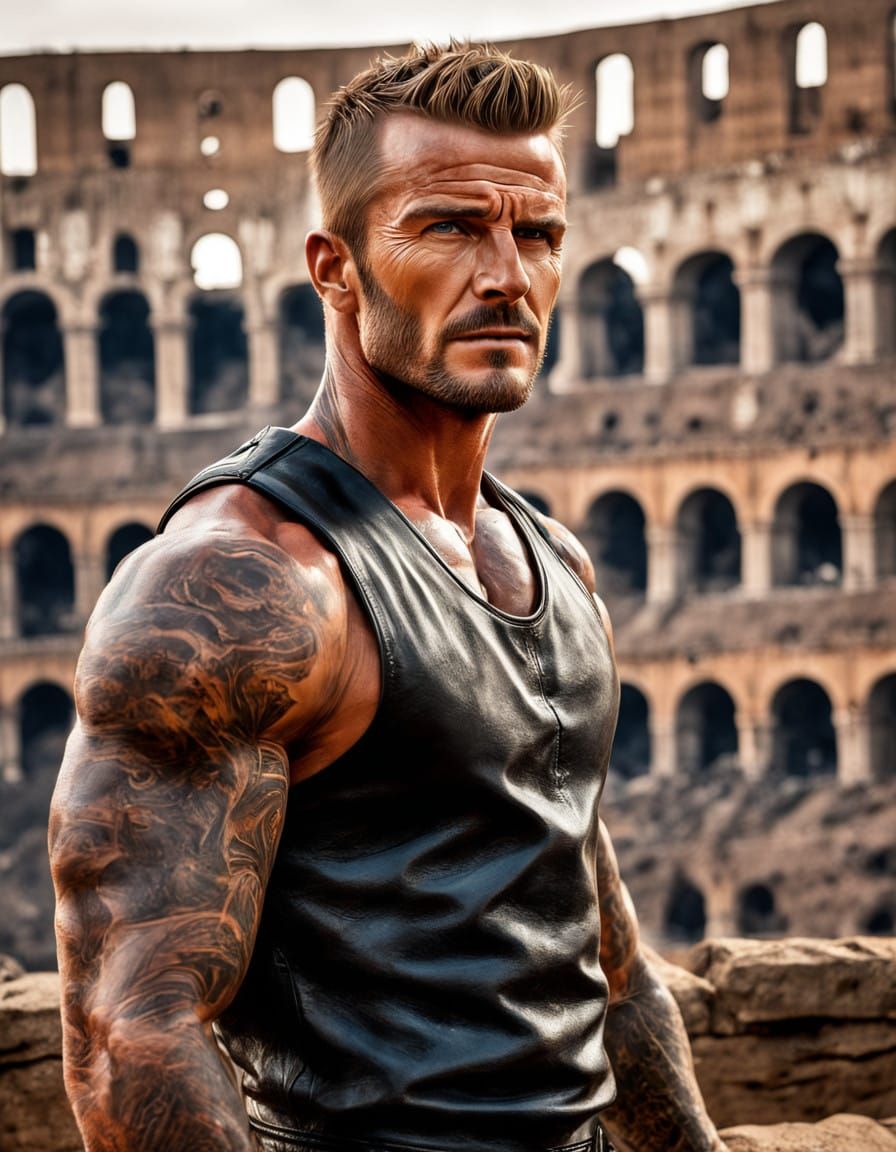 David Beckham in Colosseum, Muscular, Handsome Photorealisti...