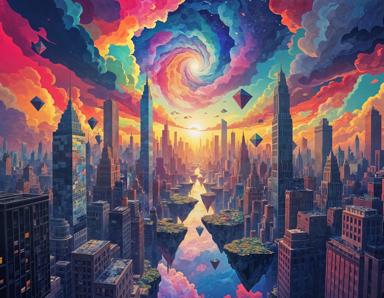Ethereal Cityscape Seen Through a Kaleidoscope