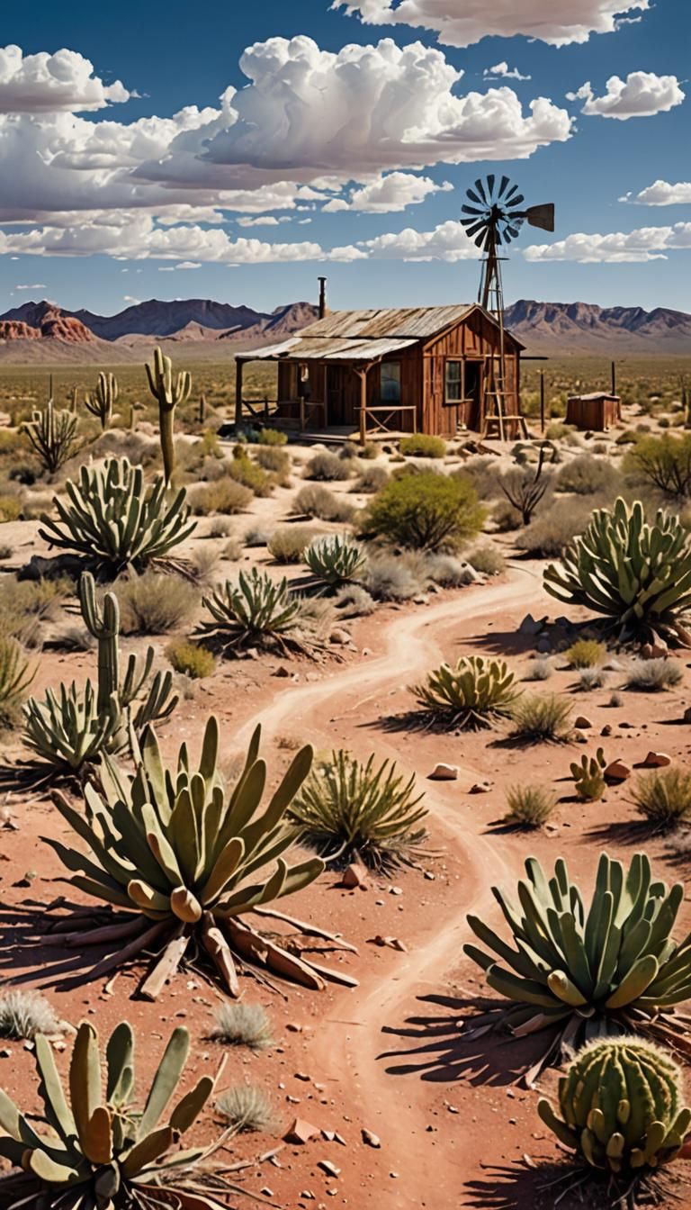 West Texas Landscape in Expressionist Oil Painting Style