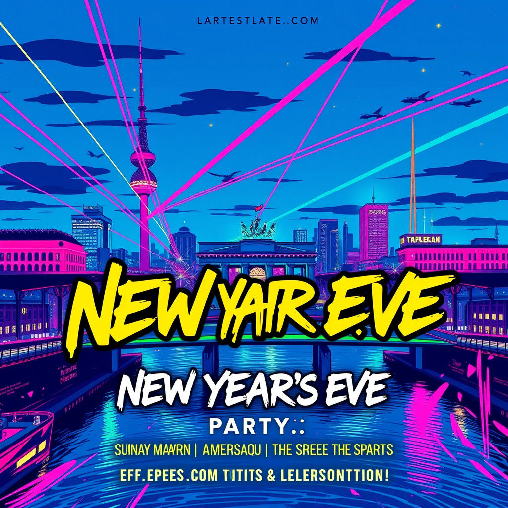 New Year's Eve Flyer in Comic Book Style