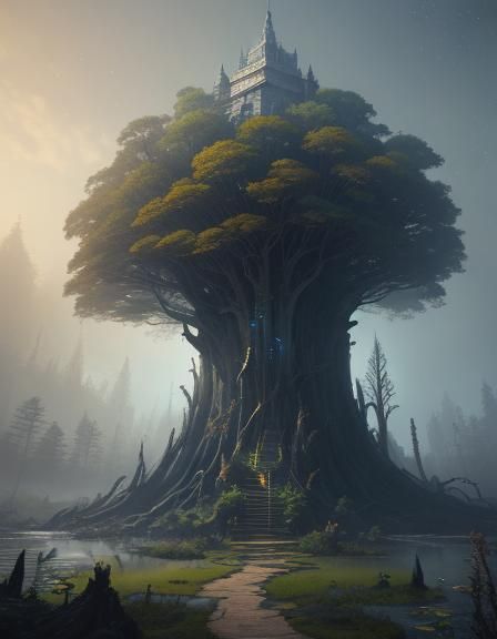 Mystical Temple of Tails in Enchanted Forest