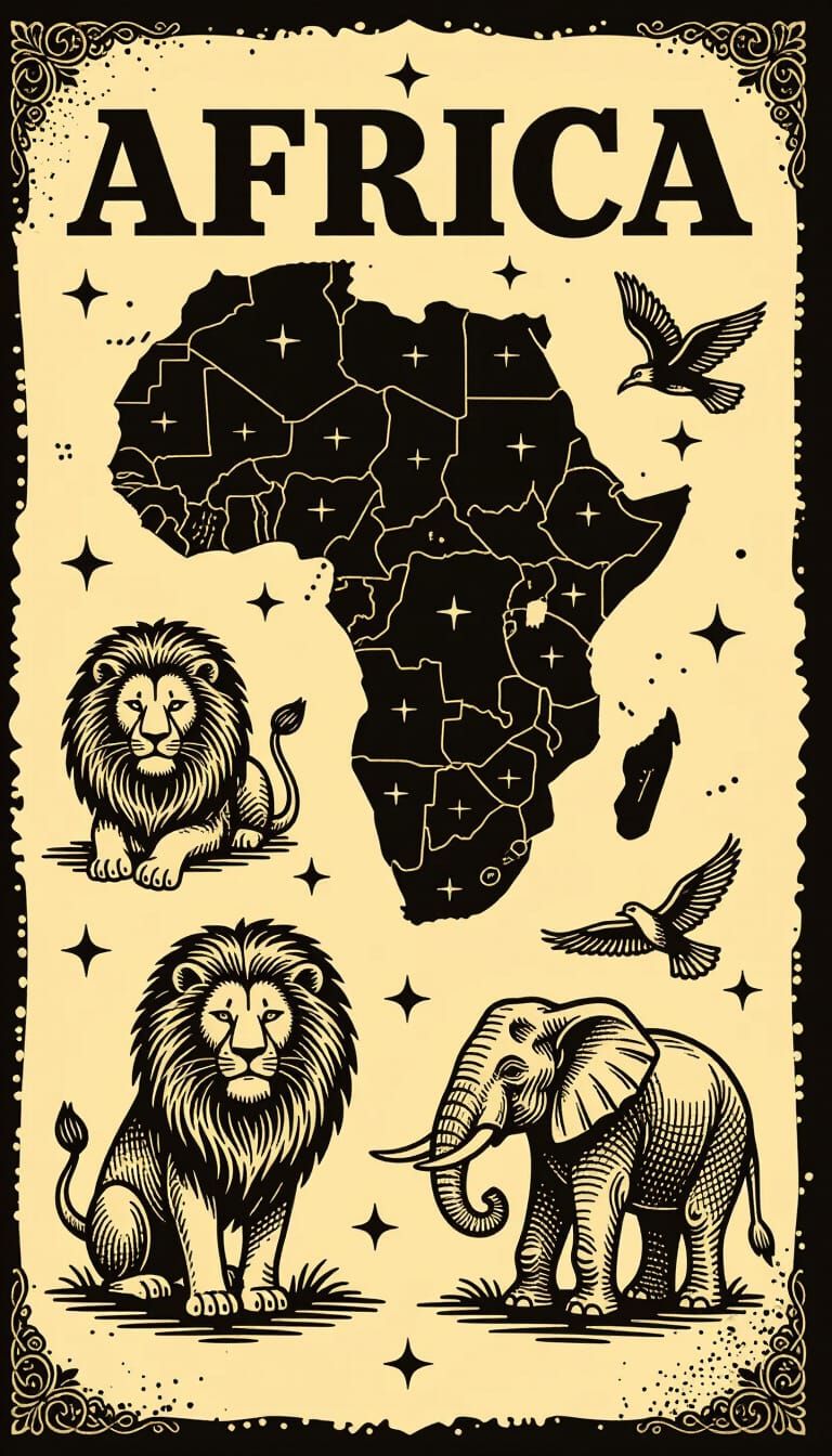 Vintage African Art with Distorted Designs