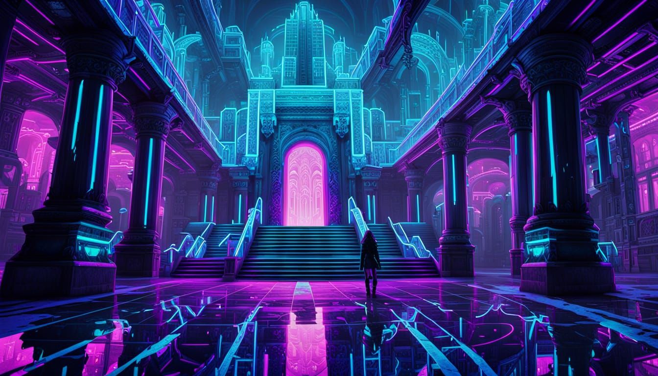 Cyberpunk Winter Kingdom in Neon Noir