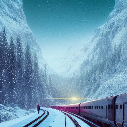 Swiss Alps Winter Train Ride in Hyperrealism