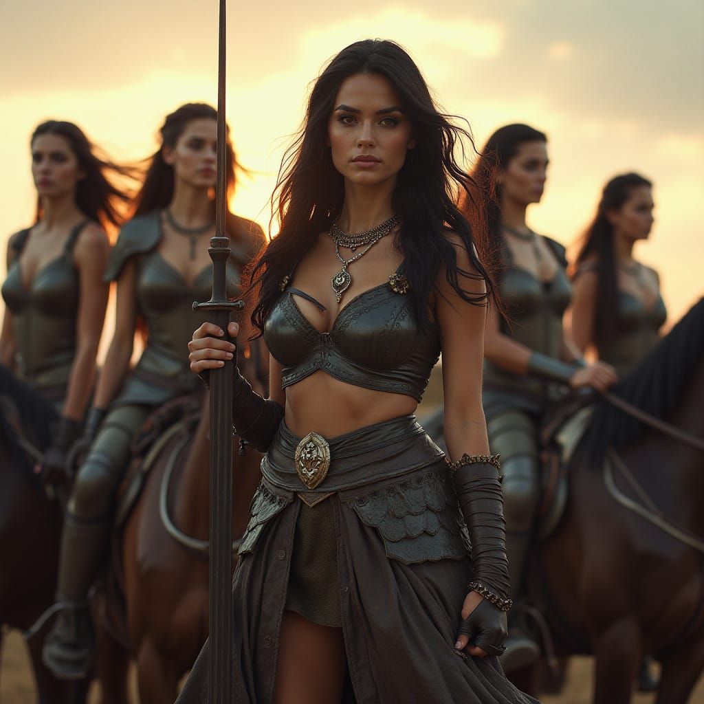 Epic Warrior Princess Hyperrealism in Leather Armor