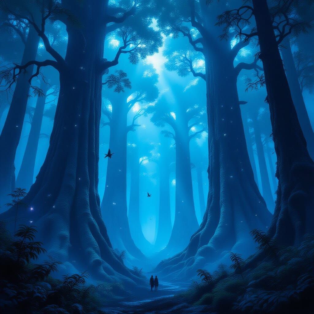 Bioluminescent Forest with Second Sky Canopy