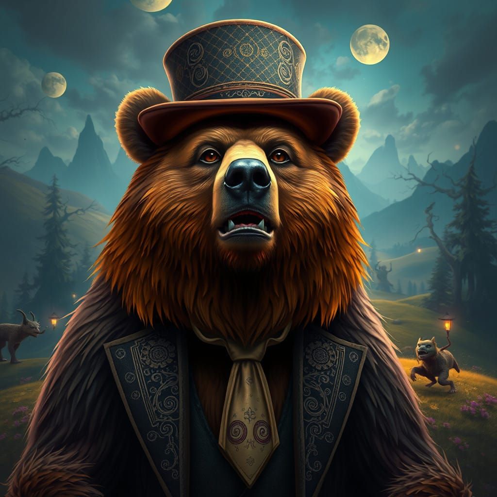 Elegant Bear in Enchanted Forest