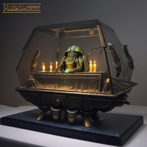 Cyberpunk Scarab Beetle in Ancient Egypt