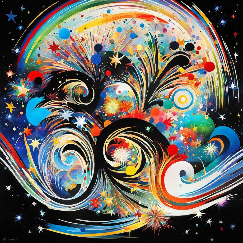 Fireworks Starry Night Abstract Expressionism