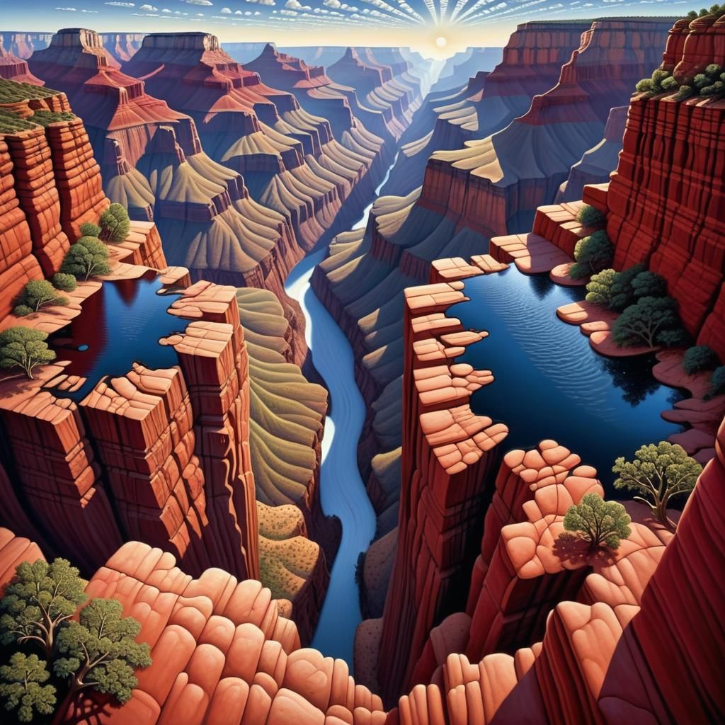 Surreal Dreamscape: Optical Illusion Art of Grand Canyon