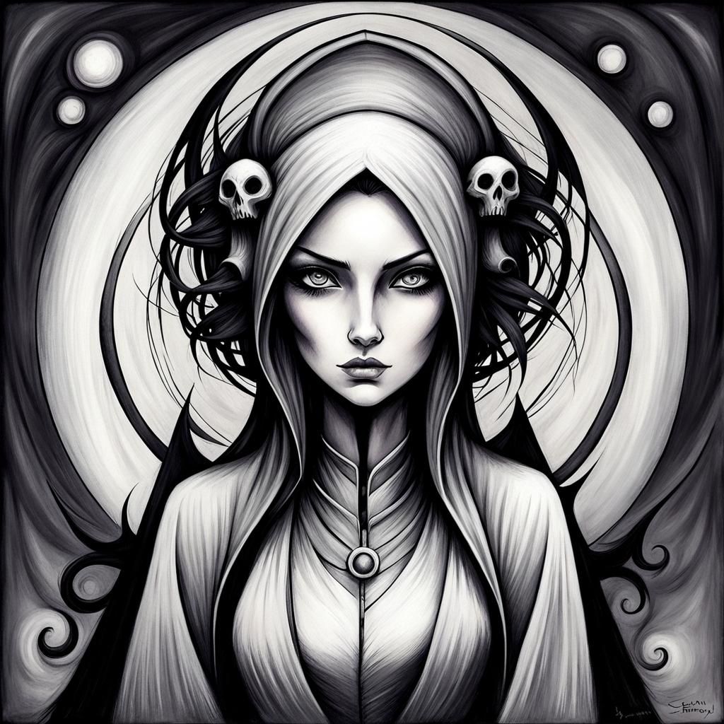 Monochrome Woman in Graphic Novel Style