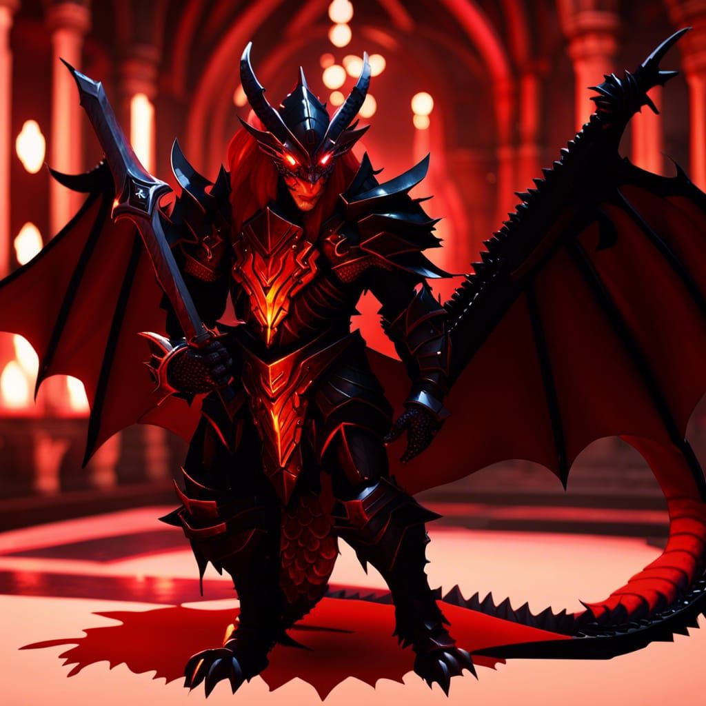 Dragon Morph Dark Paladin in Black Armor