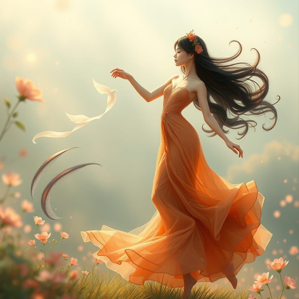 Dancing Duckling in Elegant Attire, Whimsical Style