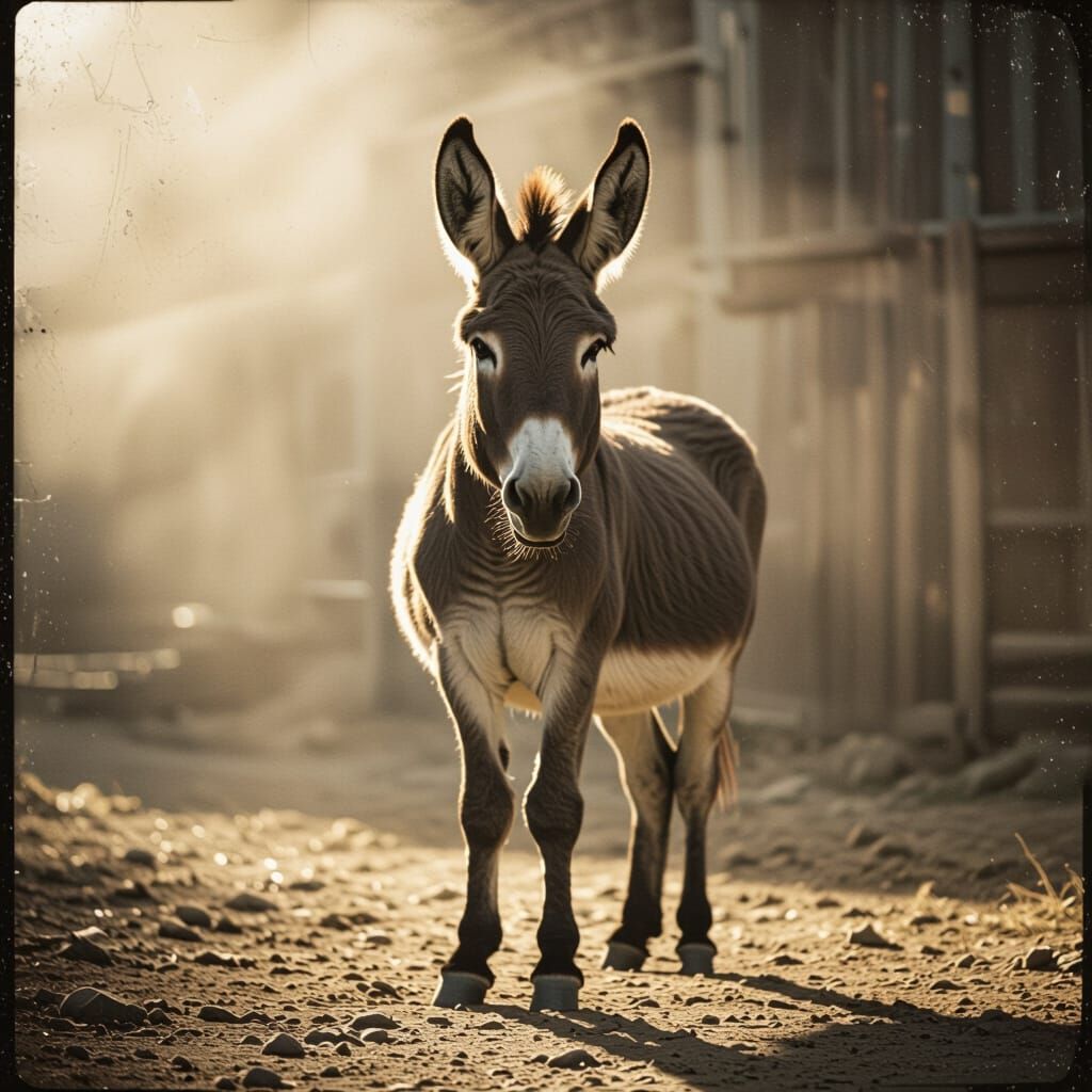 Majestic Donkey in Vintage Cinematic Style