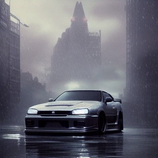 Broken Nissan GTR R32 Skyline: Digital Matte Painting