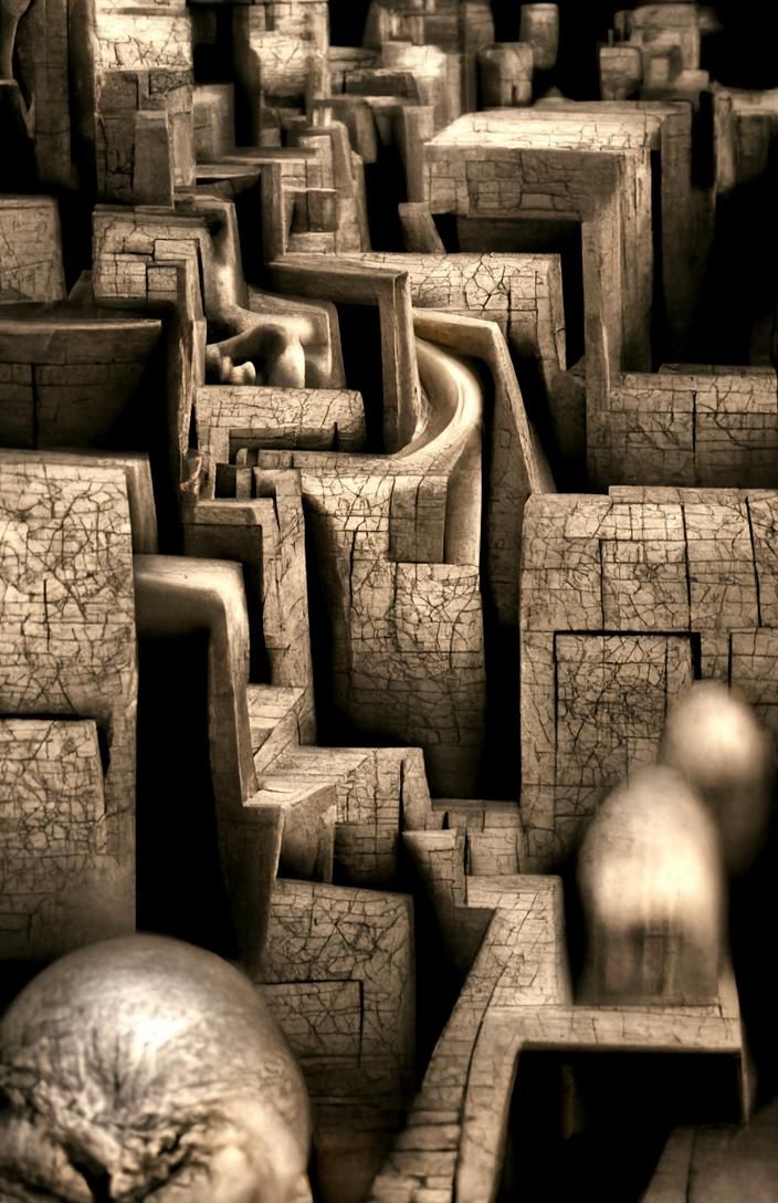 Complex Labyrinth Maze in Gothic Surrealist Style
