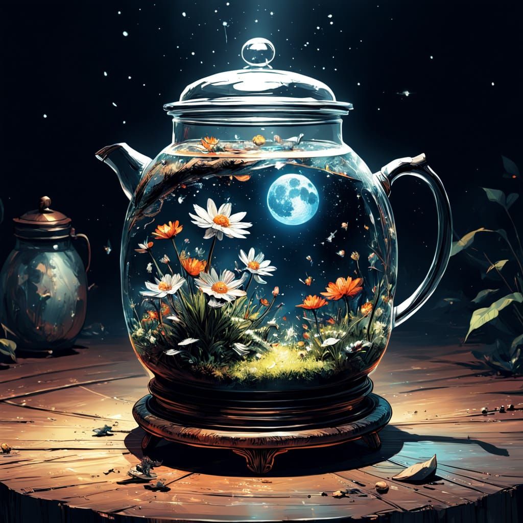 Magical Miniature Parisian World in Teapot