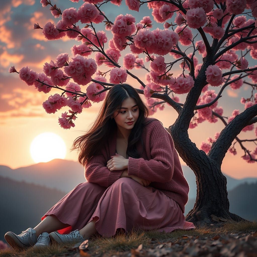 Intimate Sakura Moment at Sunset