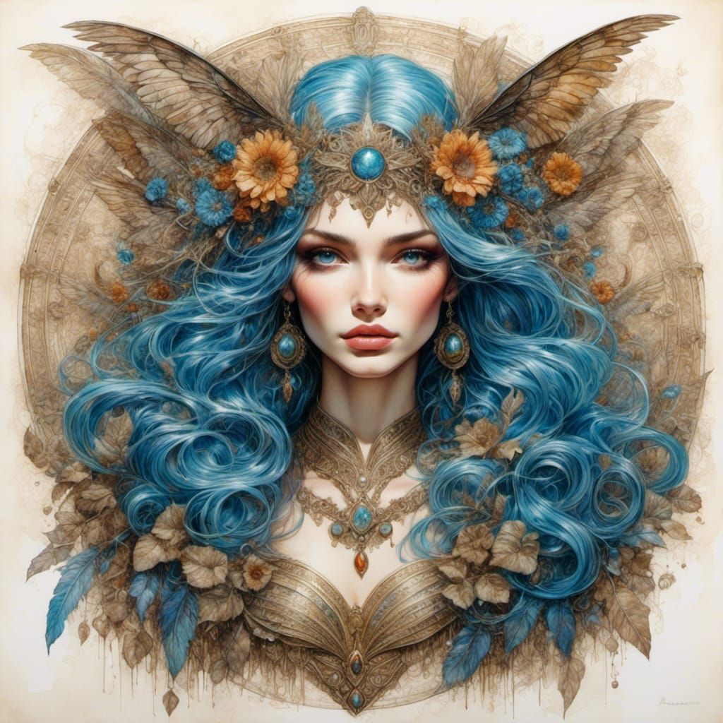 Fairy Priestess Manuscript in Encaustic Style