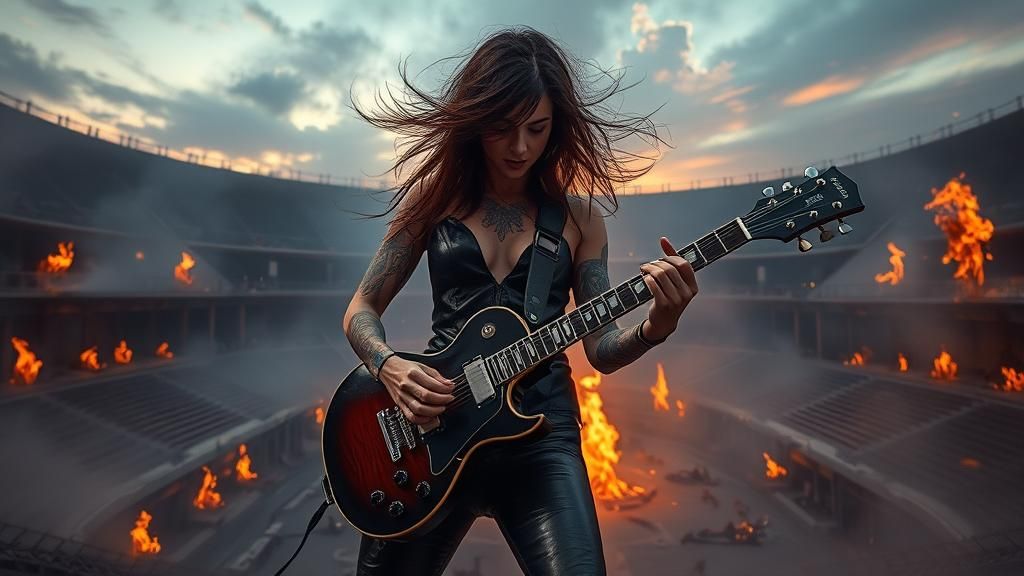 Apocalyptic Rockstar Guitar Solo in Rembrandt Lighting