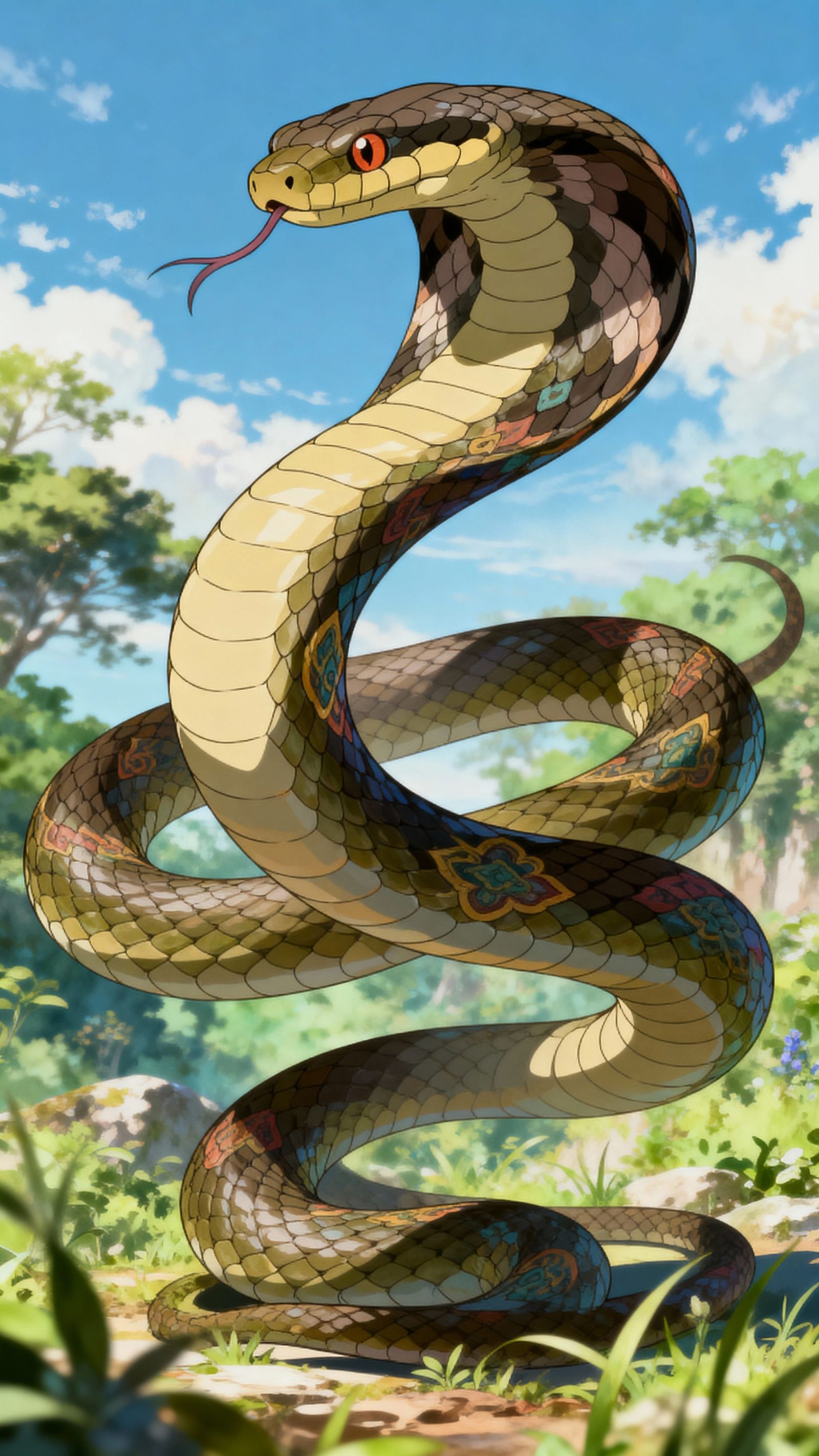 Majestic Cobra Dancing Gracefully in Anime Style