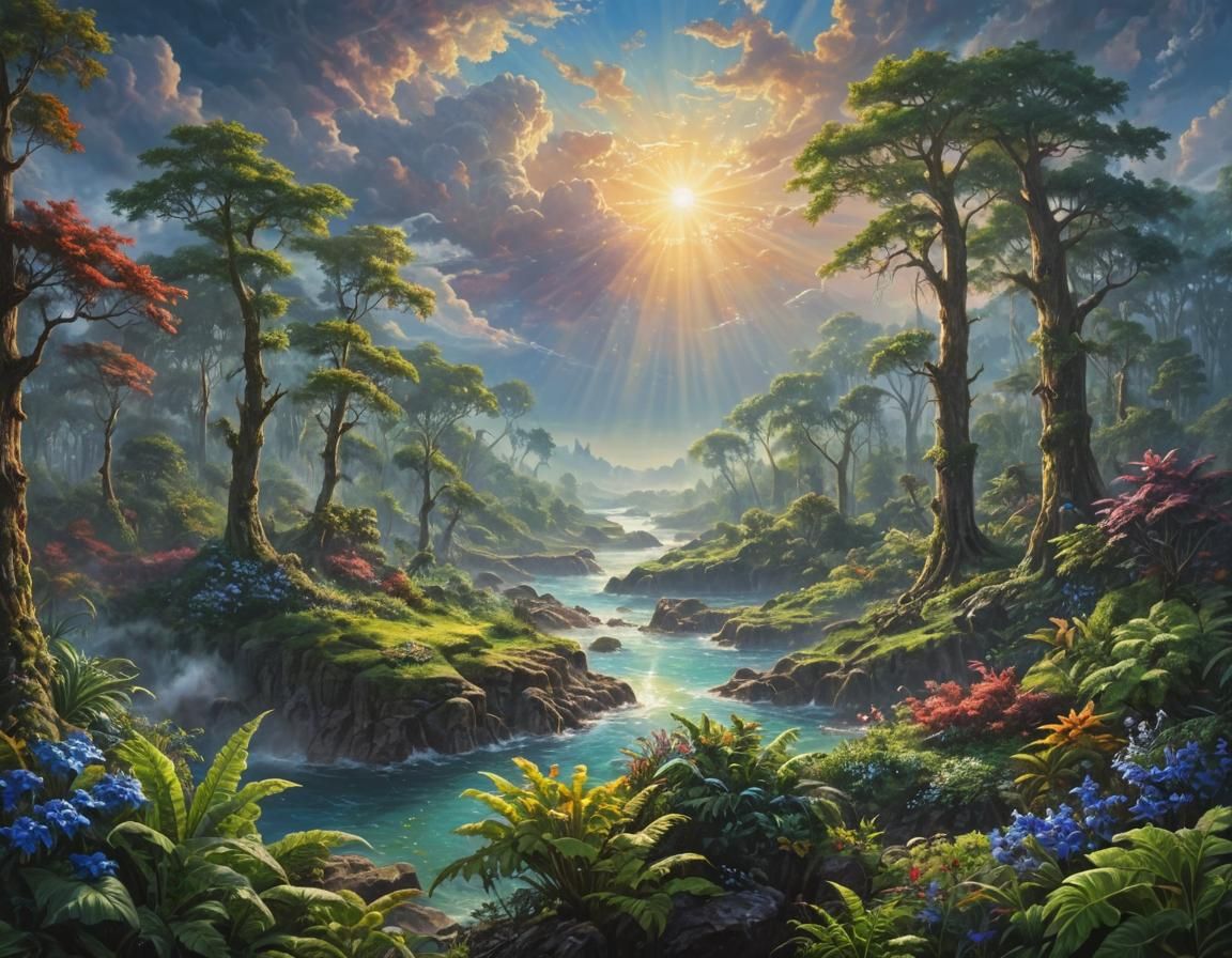 Terraforming Alien Planets: Hyperdetailed Oil Painting