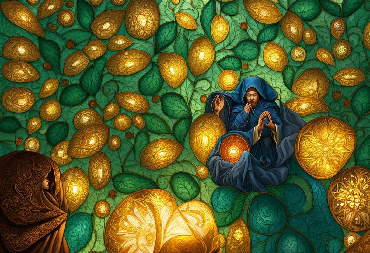 Nun Praying to Christ in Golden Light