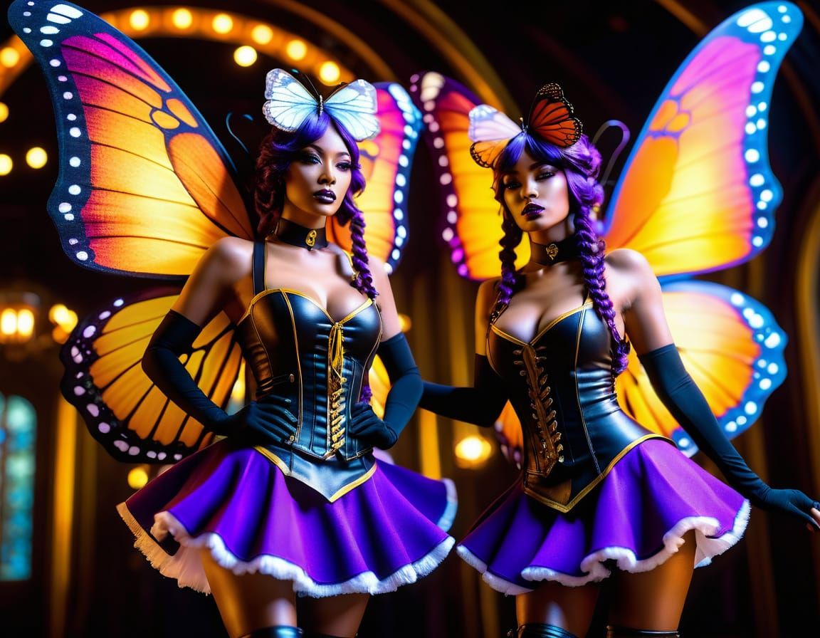 vintage-styled photo with frayed edges of cheerleader girls ...