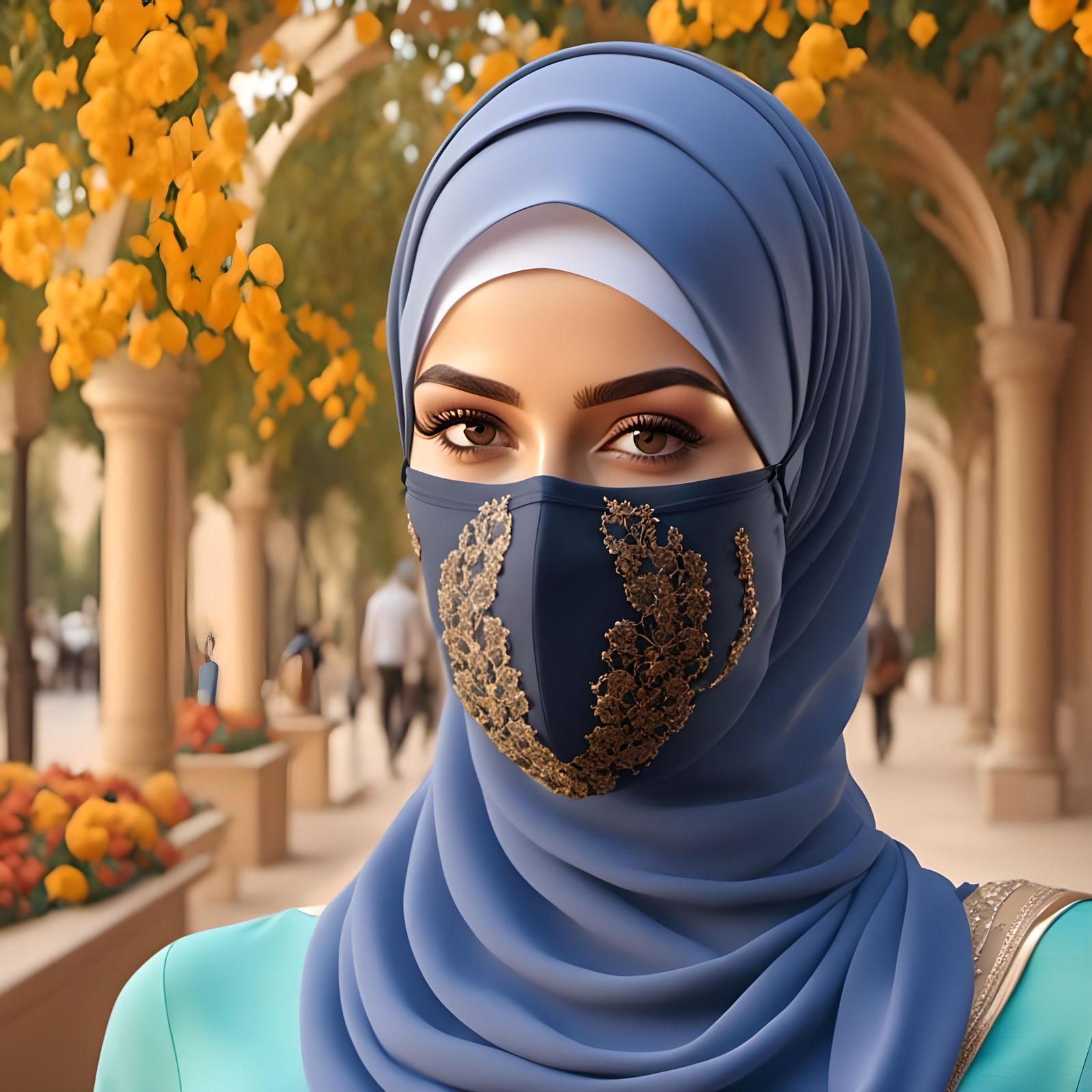 Hijabi Woman with Mask: Modern Portrait