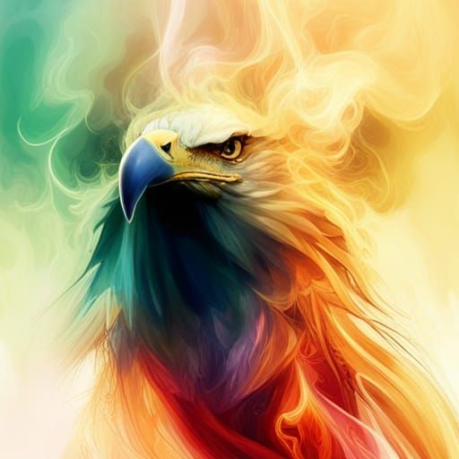 Colorful Eagle Fading Into Intricate Smoke Art