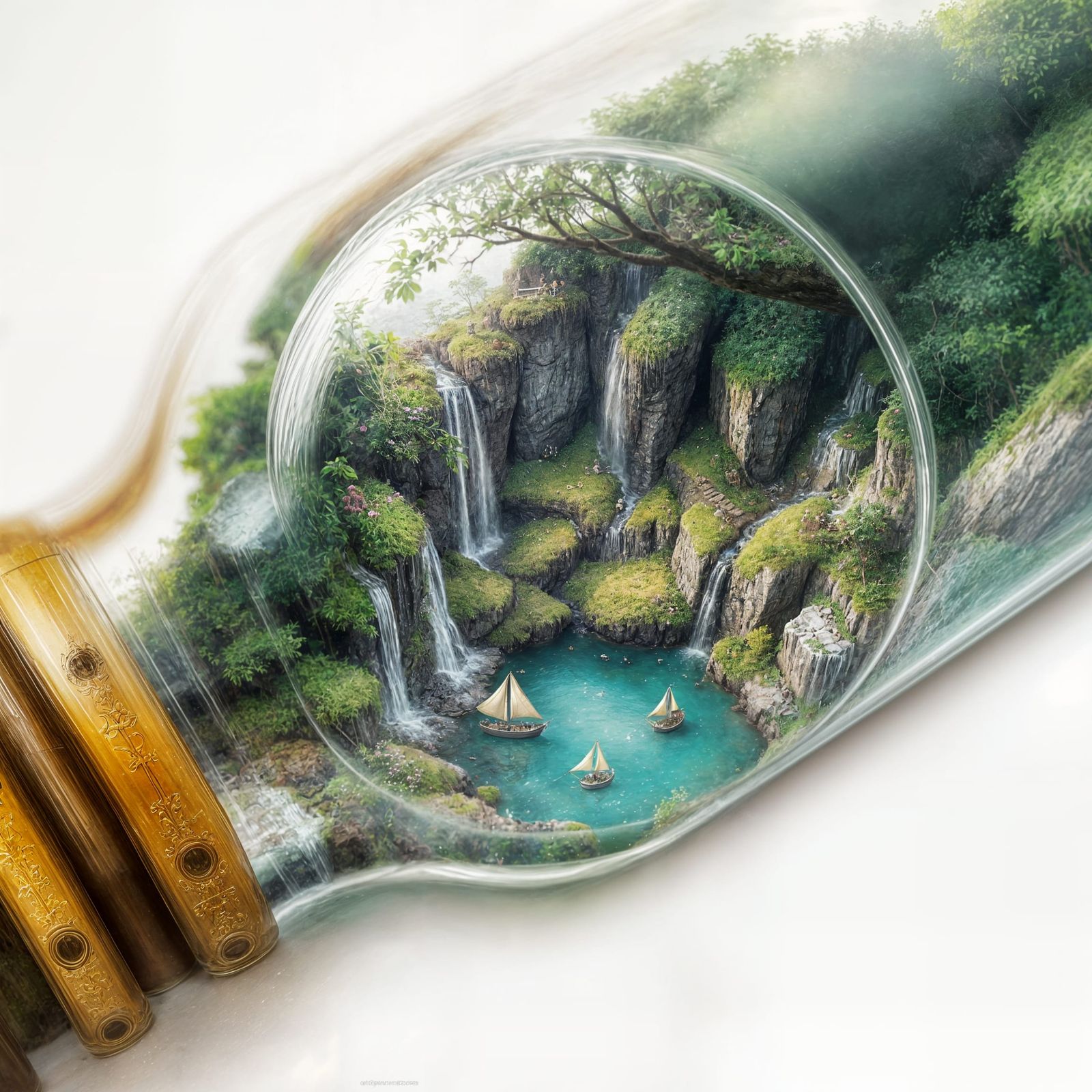 Miniature Ecosystem in a Bottle: Watercolor Fantasy