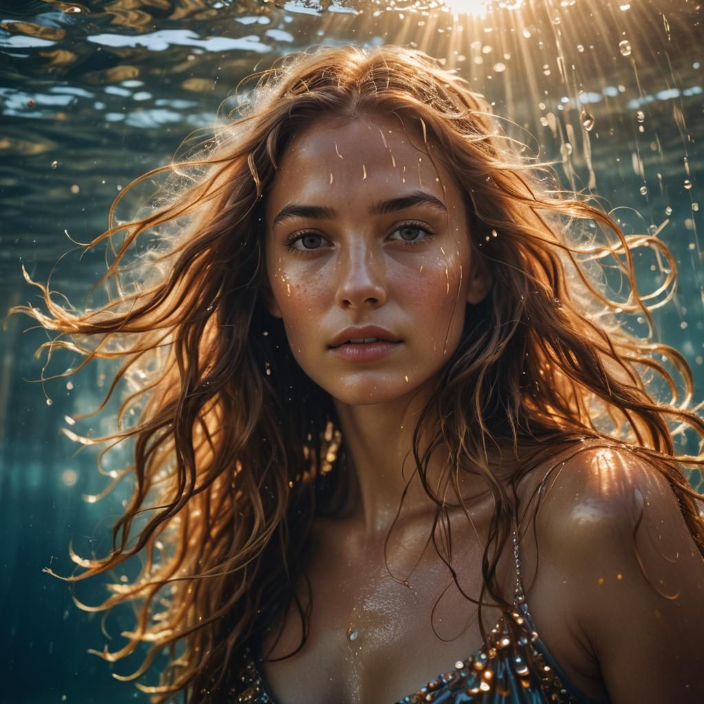 Underwater Portrait of Woman with Golden Hour Lighting