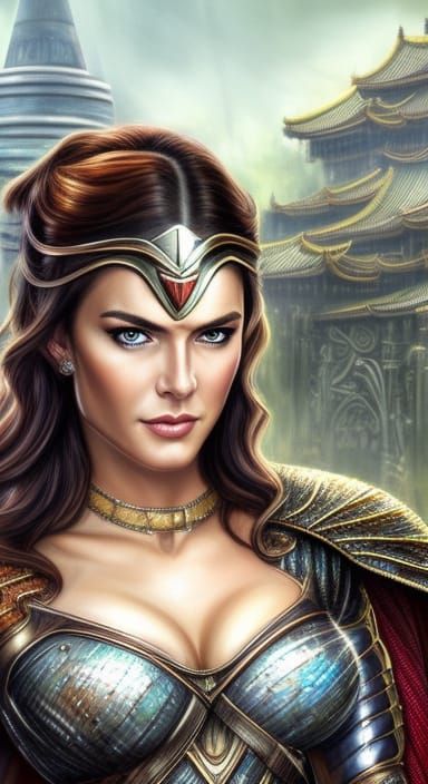 Flapper Warrior Princess Portrait in Detailed Pencil Art