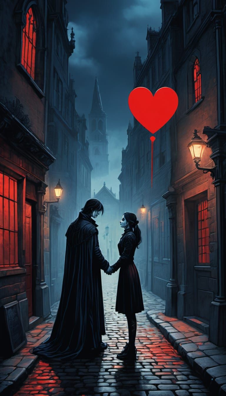 Gothic Illustration of a Melancholic Winter Evening