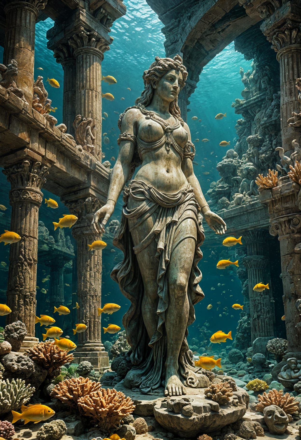 Sunken Greek Goddess Statue in Atlantis