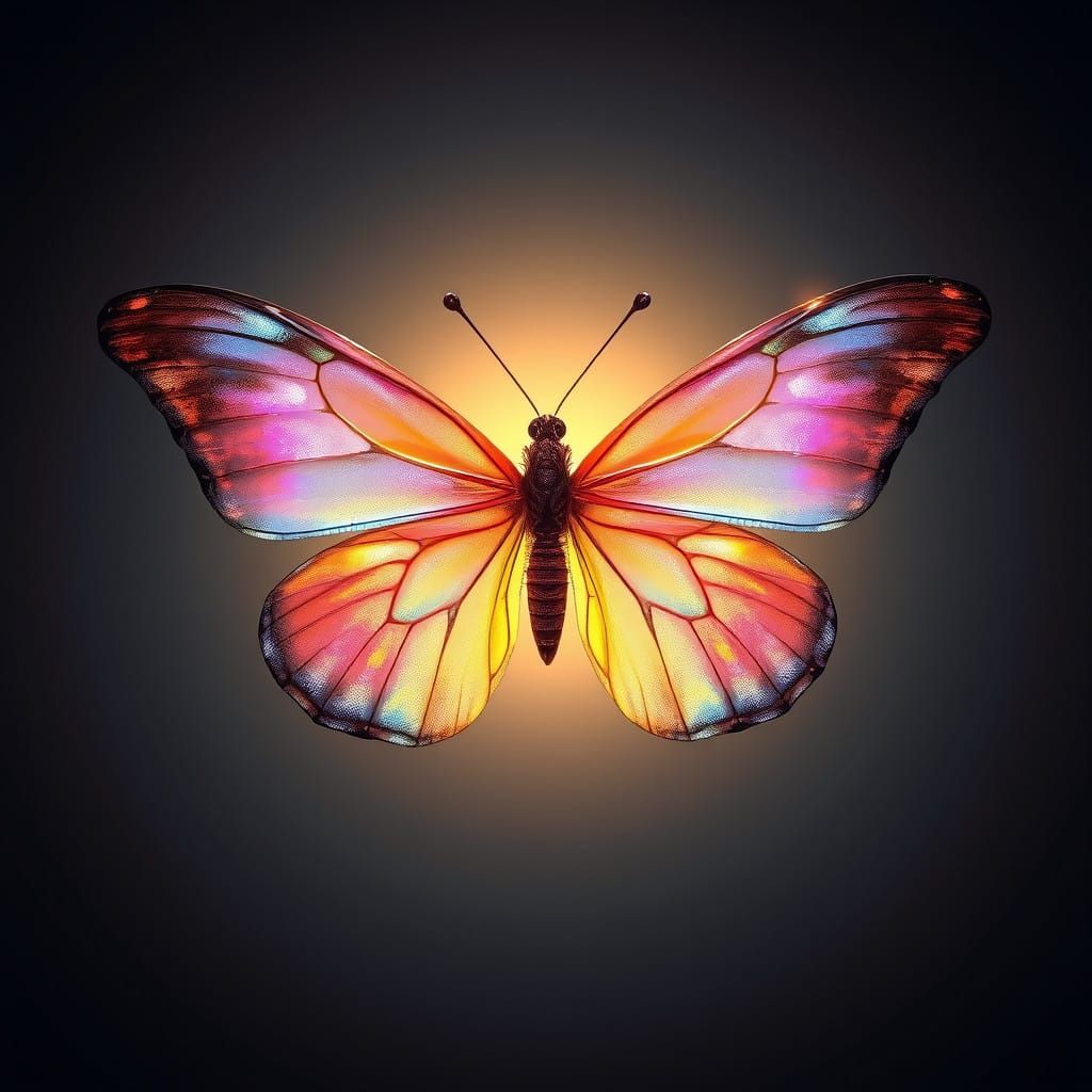 Delicate Iridescent Butterfly Shines with Ethereal Glow