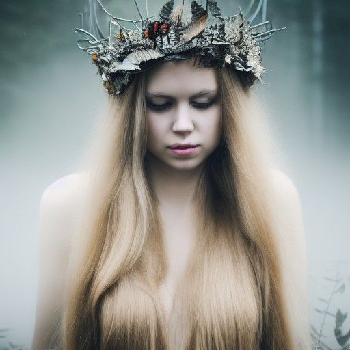 Ethereal Forest Portrait with Butterfly Crown