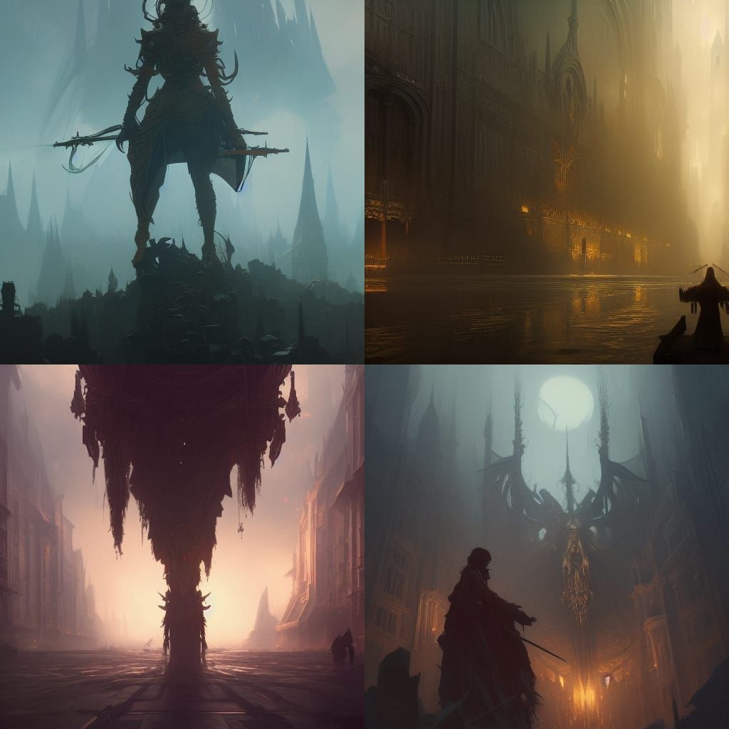 Dark Fantasy Art with Volumetric Lighting