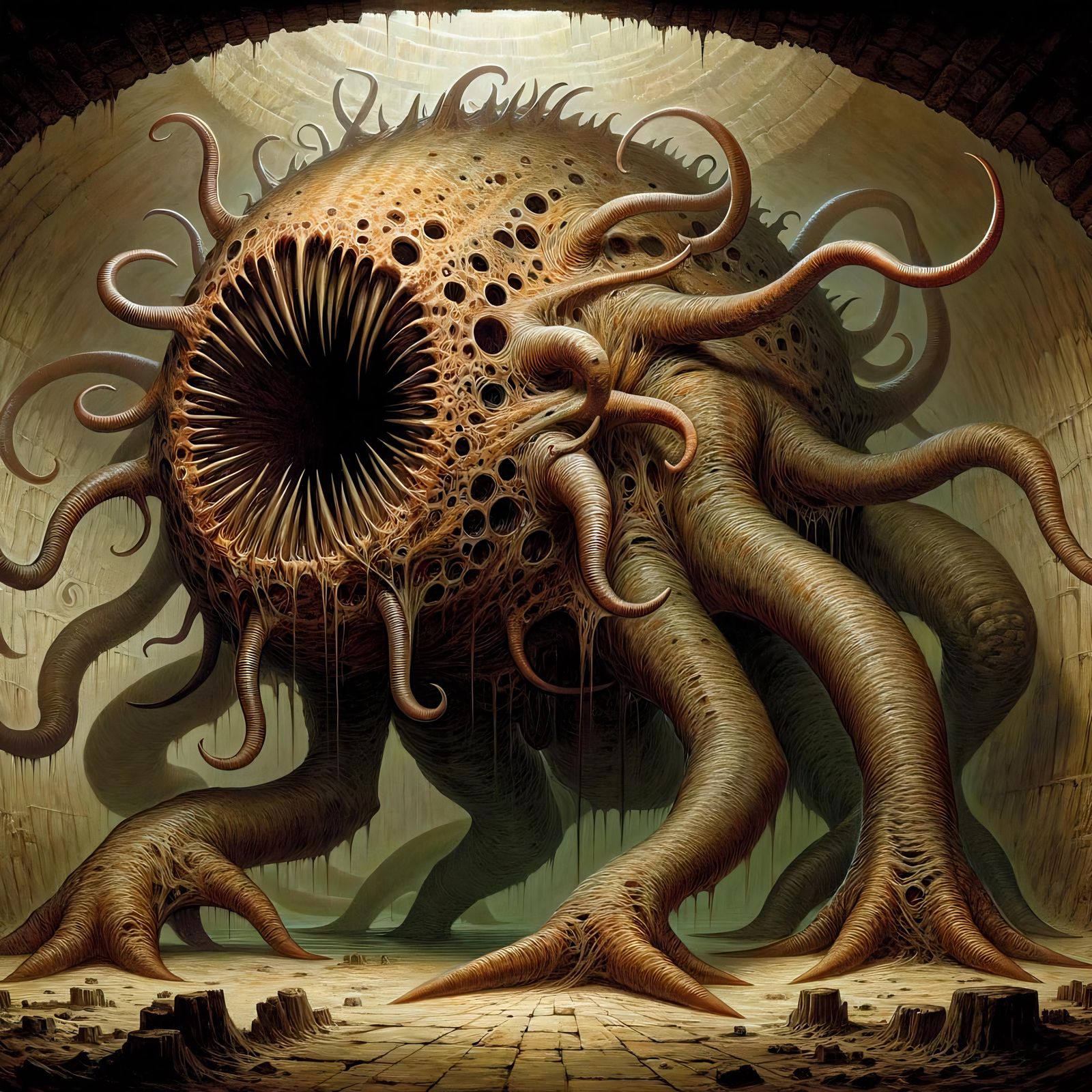 Fantasy Wyste Monster in Underground Lair