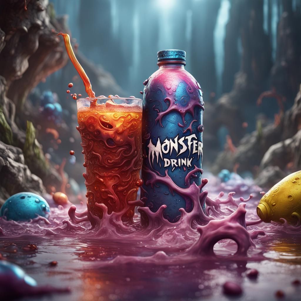 Detailed Matte Painting of Monster Drink