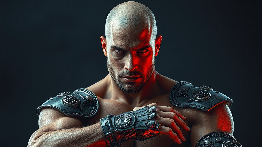 Augmented Warrior in Dark Biomechanical Style