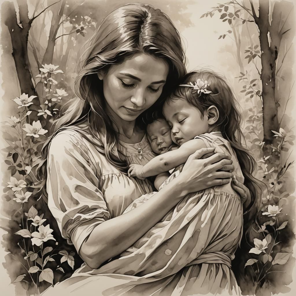 Heartwarming Mother and Child Portrait of Love