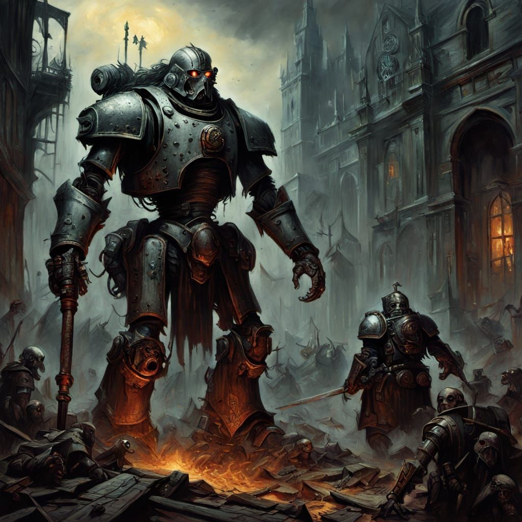 Cyberpunk Warmachine in Dark, Gothic Style