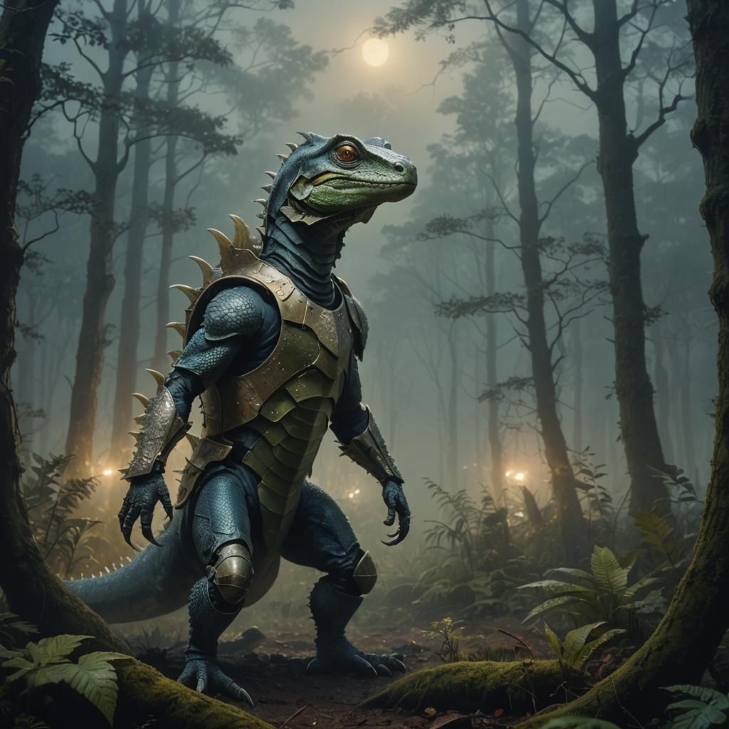 Armored Lizard Warrior in Twilight Forest