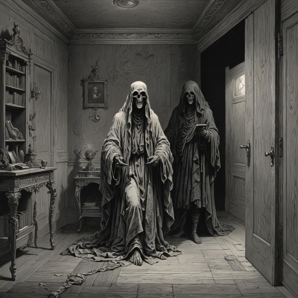 Ethereal Ghost Creeping Up in a Haunted House