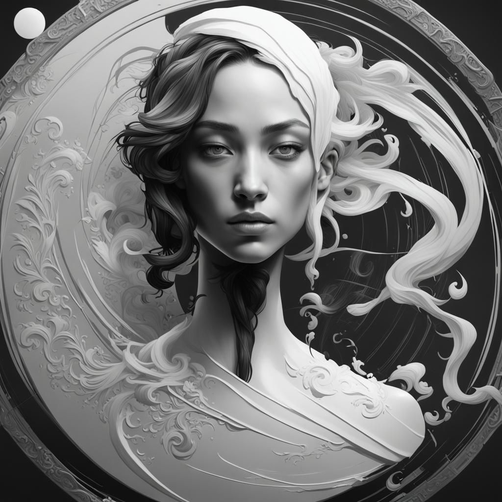 Imperfect Yin-Yang Symbol in Black and White